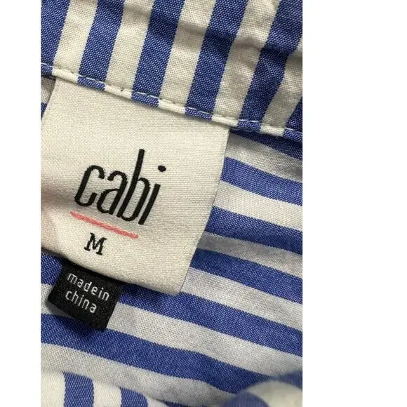 CAbi M 6085 Striped Blue / White Prep School Button Down Shirt Spring 2022 - Picture 5 of 10